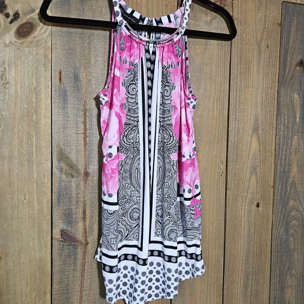 INC International Concepts Pink and Black Paisley Tank Top